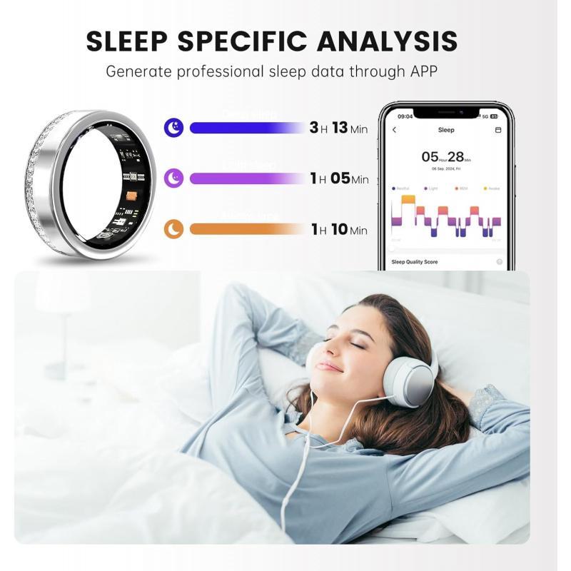 2025 New Silver Edge Diamond Smart Ring Fitness Tracker
