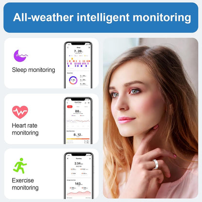 2025 New Silver Edge Diamond Smart Ring Fitness Tracker